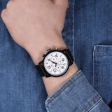  Shop Authentic Tommy Hilfiger Jake Multi Function Quartz White Dial Black Leather Strap Watch for Men - 1791235 - Luxxuri