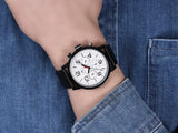  Shop Authentic Tommy Hilfiger Jake Multi Function Quartz White Dial Black Leather Strap Watch for Men - 1791235 - Luxxuri