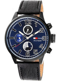  Shop Authentic Tommy Hilfiger Jackson Quartz Blue Dial Black Leather Strap Watch for Men - 1791241 - Luxxuri