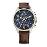  Shop Authentic Tommy Hilfiger Dean Multifunctional Blue Dial Brown Leather Strap Watch for Men - 1791275 - Luxxuri