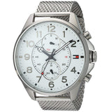  Shop Authentic Tommy Hilfiger Dean Chronograph White Dial Silver Mesh Bracelet Watch for Men - 1791277 - Luxxuri