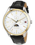  Shop Authentic Tommy Hilfiger Oliver Analog Silver Dial Black Leather Strap Watch for Men - 1791305 - Luxxuri