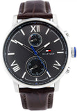  Shop Authentic Tommy Hilfiger Aiden Quartz Black Dial Brown Leather Strap Watch for Men - 1791309 - Luxxuri