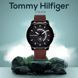  Shop Authentic Tommy Hilfiger Denim Black Dial Brown Leather Strap Watch for Men - 1791478 - Luxxuri
