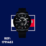  Shop Authentic Tommy Hilfiger Denim Quartz Black Dial Black Rubber Strap Watch for Men - 1791483 - Luxxuri