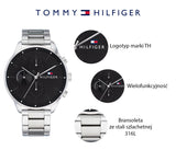  Shop Authentic Tommy Hilfiger Chase Quartz Black Dial Silver Steel Strap Watch For Men - 1791485 - Luxxuri