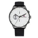  Shop Authentic Tommy Hilfiger Lexor Silver Dial Black Leather Strap Watch For Men - 1791489 - Luxxuri