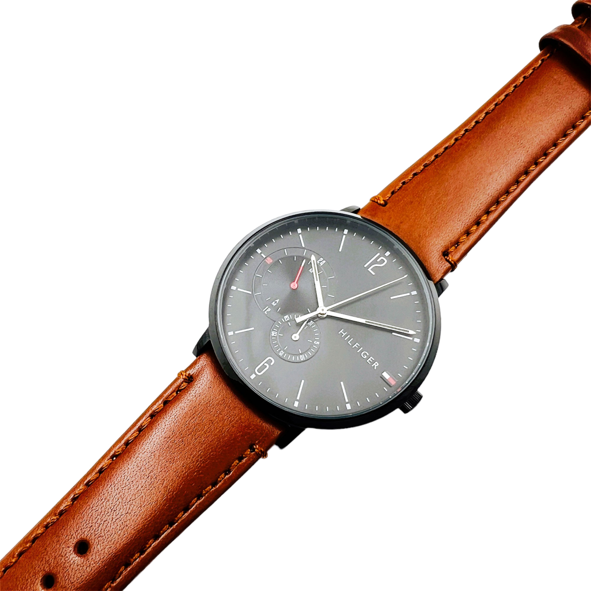 Tommy Hilfiger Brooklyn Quartz Black Dial Brown Leather Strap Watch for Men - 1791510