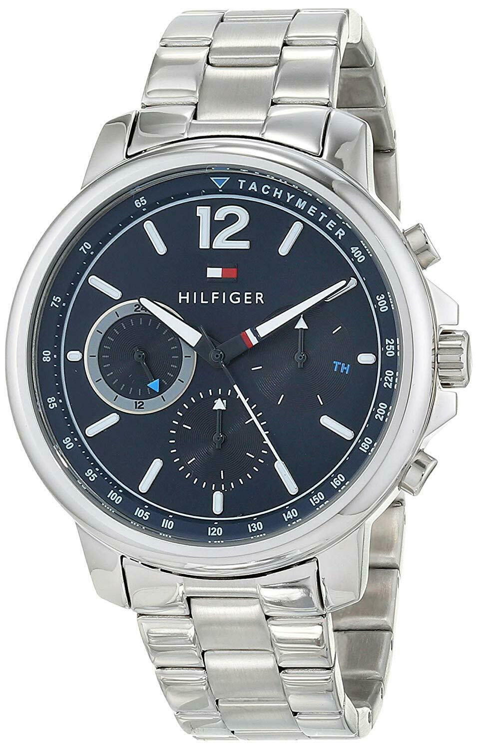  Shop Authentic Tommy Hilfiger London Chronograph Quartz Blue Dial Silver Steel Strap Watch for Men - 1791534 - Luxxuri