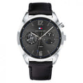  Shop Authentic Tommy Hilfiger Deacan Grey Dial Black Leather Strap Watch for Men - 1791548 - Luxxuri