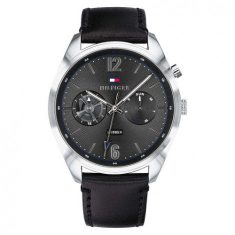  Shop Authentic Tommy Hilfiger Deacan Grey Dial Black Leather Strap Watch for Men - 1791548 - Luxxuri