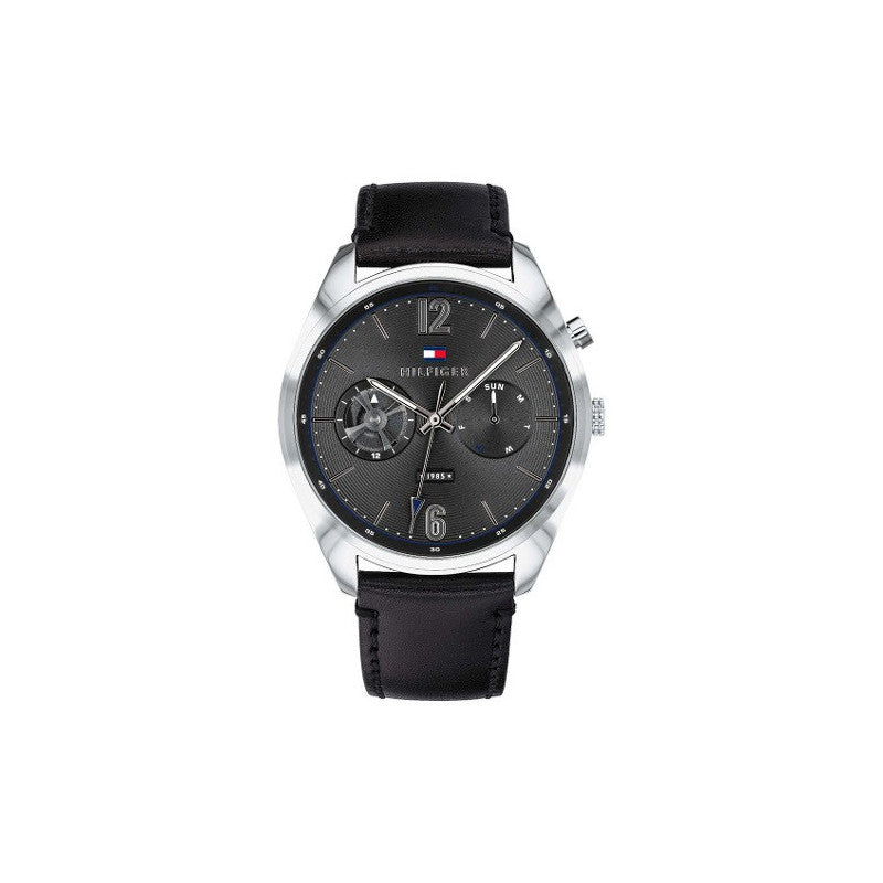  Shop Authentic Tommy Hilfiger Deacan Grey Dial Black Leather Strap Watch for Men - 1791548 - Luxxuri