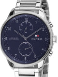  Shop Authentic Tommy Hilfiger Chase Multifunction Blue Dial Silver Steel Strap Watch for Men - 1791575 - Luxxuri