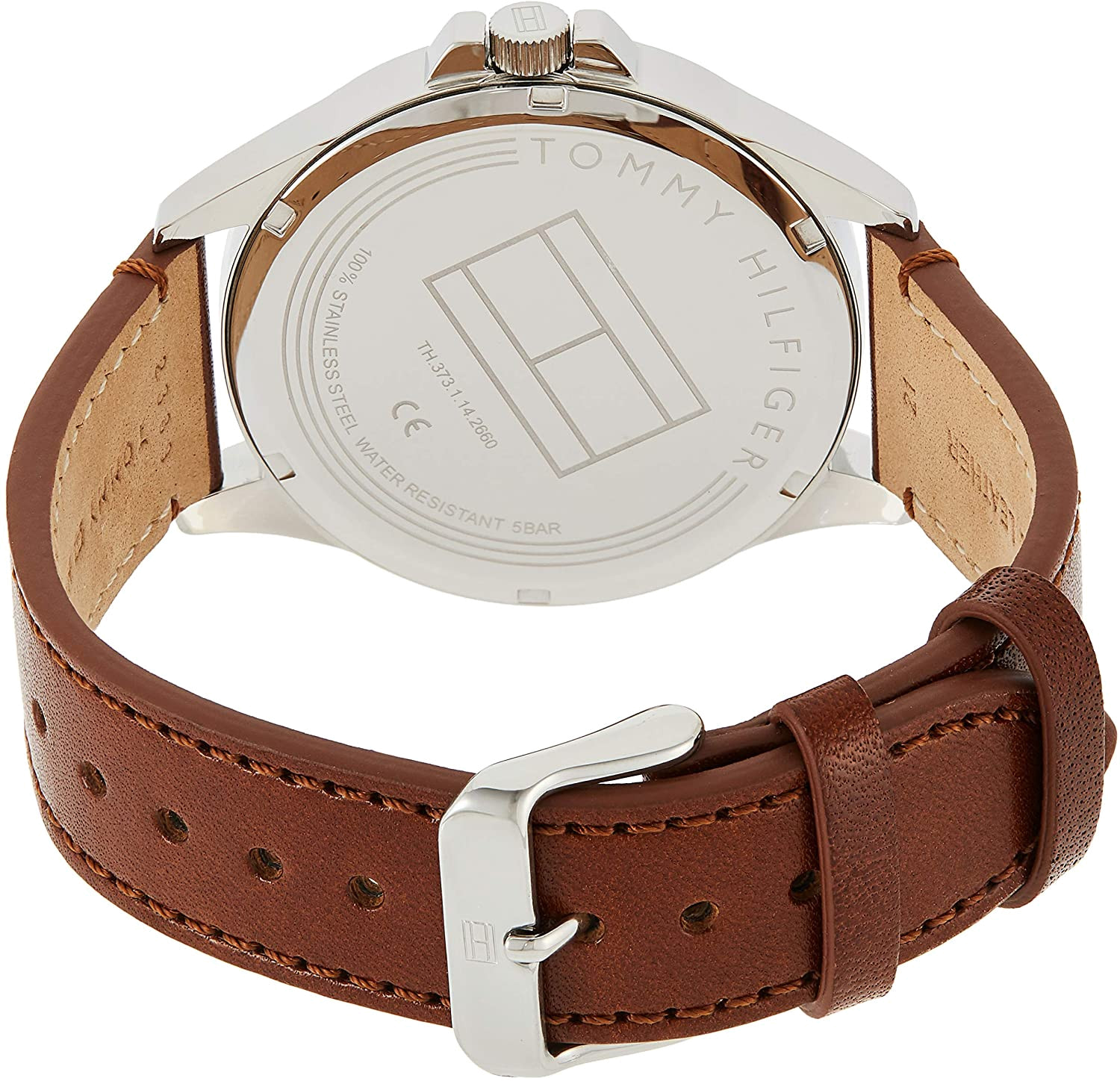 Tommy Hilfiger Multi Function Quartz White Dial Brown Leather Strap Watch for Men - 1791614