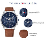  Shop Authentic Tommy Hilfiger Kyle Multifunction Blue Dial Brown Leather Strap Watch for Men - 1791629 - Luxxuri