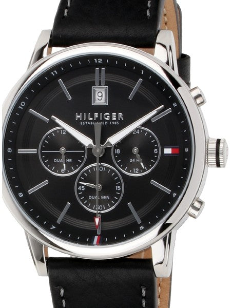  Shop Authentic Tommy Hilfiger Kyle Quartz Black Dial Black Leather Strap Watch for Men - 1791630 - Luxxuri