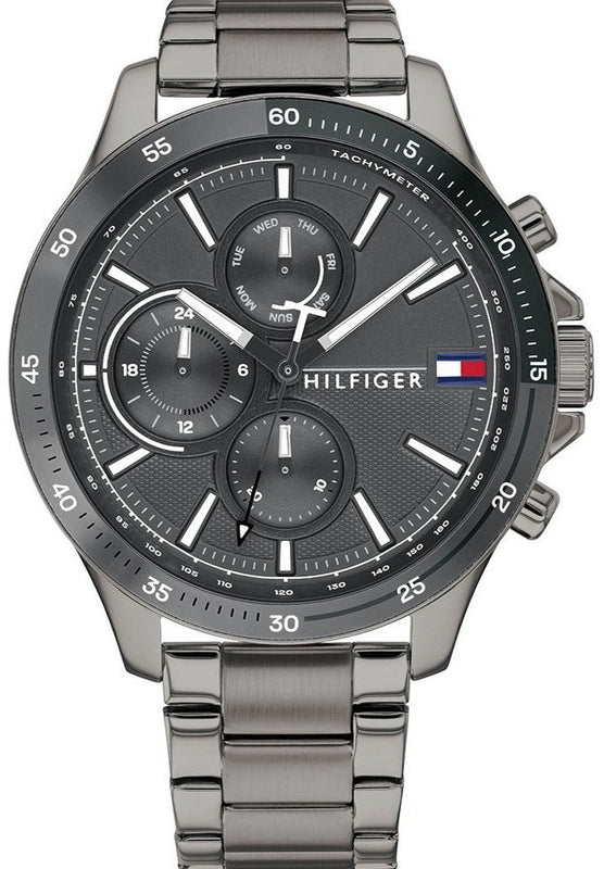  Shop Authentic Tommy Hilfiger Bank Grey Dial Grey Steel Strap Watch for Men - 1791719 - Luxxuri
