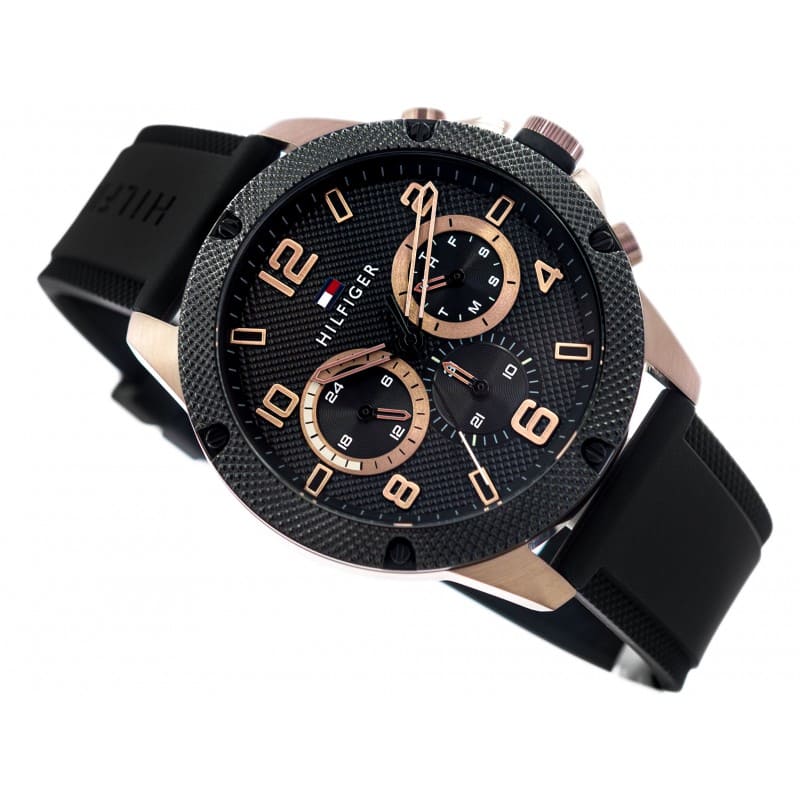  Shop Authentic Tommy Hilfiger Blaze Multifunction Black Dial Black Rubber Strap Watch For Men - 1792028 - Luxxuri
