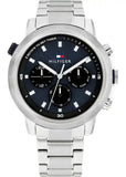  Shop Authentic Tommy Hilfiger Troy Chronograph Blue Dial Silver Steel Strap Watch For Men - 1792104 - Luxxuri
