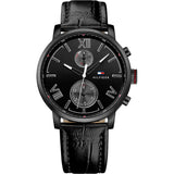  Shop Authentic Tommy Hilfiger Aden Chronograph Black Dial Black Leather Strap Watch for Men - 1791310 - Luxxuri