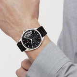  Shop Authentic Tommy Hilfiger Baker Chronograph Black Dial Black Leather Strap Watch For Men - 1710449 - Luxxuri