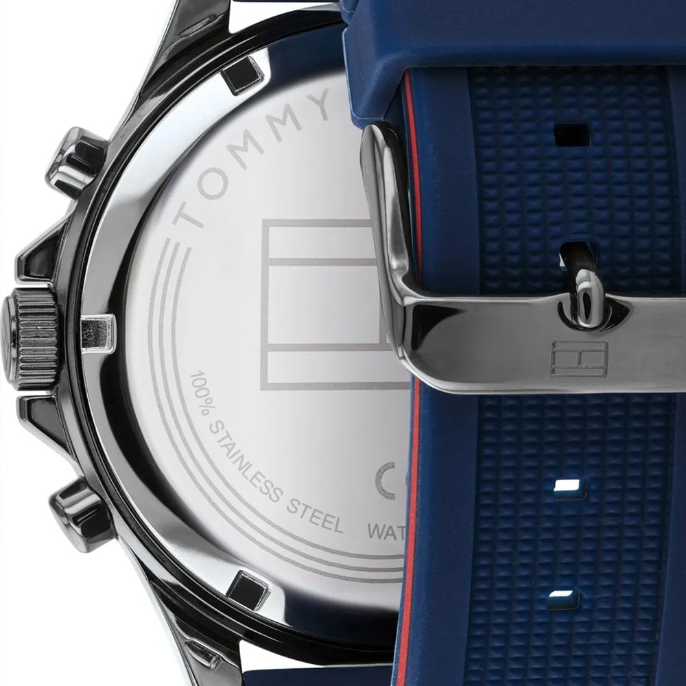 Shop Authentic Tommy Hilfiger Bank Blue Dial Blue Rubber Strap Watch for Men - 1791721 - Luxxuri