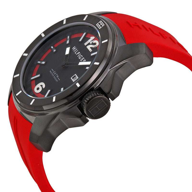  Shop Authentic Tommy Hilfiger Windsurf Black Dial Red Rubber Strap Watch for Men - 1791112 - Luxxuri