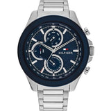  Shop Authentic Tommy Hilfiger Clark Chronograph Blue Dial Silver Steel Strap Watch For Men - 1792080 - Luxxuri