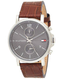  Shop Authentic Tommy Hilfiger Daniel Grey Dial Brown Leather Strap Watch for Men - 1710416 - Luxxuri