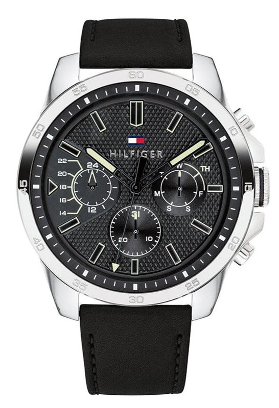 Shop Authentic Tommy Hilfiger Decker Black Dial Black Leather Strap Watch for Men - 1791563 - Luxxuri