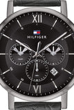  Shop Authentic Tommy Hilfiger Evan Black Dial Black Leather Strap Watch for Men - 1710395 - Luxxuri