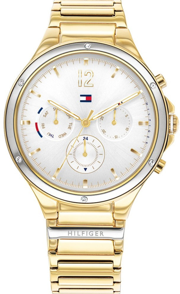  Shop Authentic Tommy Hilfiger Eve Chronograph Quartz White Dial Gold Steel Strap Watch For Women - 1782278 - Luxxuri