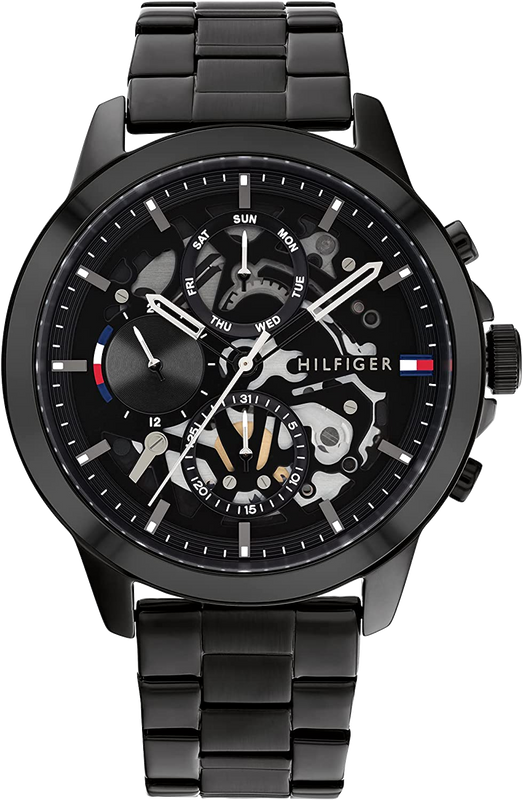  Shop Authentic Tommy Hilfiger Henry Chronograph Black Dial Black Steel Strap Watch For Men - 1710478 - Luxxuri