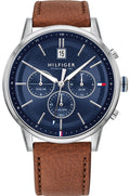  Shop Authentic Tommy Hilfiger Kyle Multifunction Blue Dial Brown Leather Strap Watch for Men - 1791629 - Luxxuri