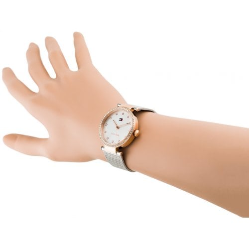  Shop Authentic Tommy Hilfiger Lynn Quartz Silver Dial Silver Mesh Bracelet Watch For Women - 1781863 - Luxxuri