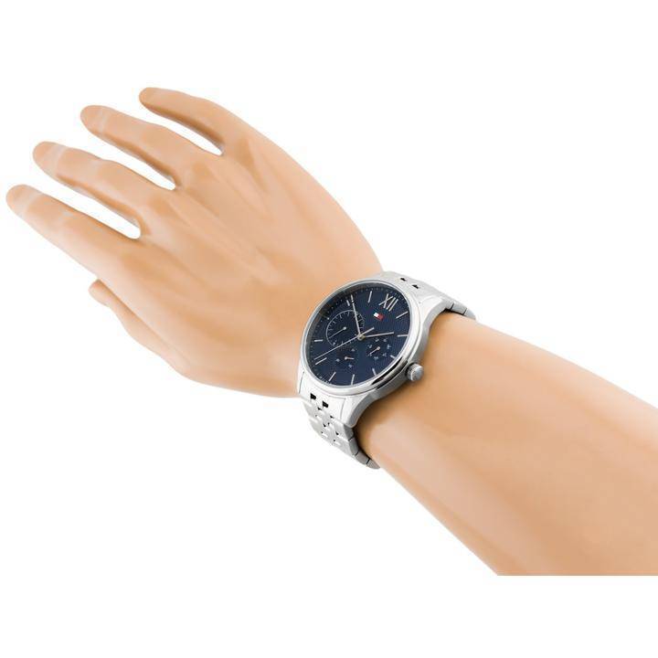  Shop Authentic Tommy Hilfiger Damon Chronograph Blue Dial Silver Steel Strap Watch for Men - 1791416 - Luxxuri