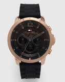  Shop Authentic Tommy Hilfiger Luca Chronograph Black Dial Black Rubber Strap Watch For Men - 1710491 - Luxxuri
