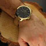  Shop Authentic Tommy Hilfiger Luca Chronograph Black Dial Gold Steel Strap Watch For Men - 1710511 - Luxxuri