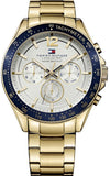  Shop Authentic Tommy Hilfiger Luke Chronograph White Dial Gold Steel Strap Watch for Men - 1791121 - Luxxuri