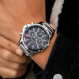  Shop Authentic Tommy Hilfiger Mason Multifunction Black Dial Silver Steel Strap Watch For Men - 1791936 - Luxxuri