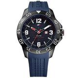  Shop Authentic Tommy Hilfiger Cole Black Dial Blue Rubber Strap Watch for Men - 1790984 - Luxxuri