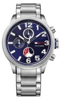  Shop Authentic Tommy Hilfiger Jackson Chronograph Blue Dial Silver Steel Strap Watch for Men - 1791242 - Luxxuri