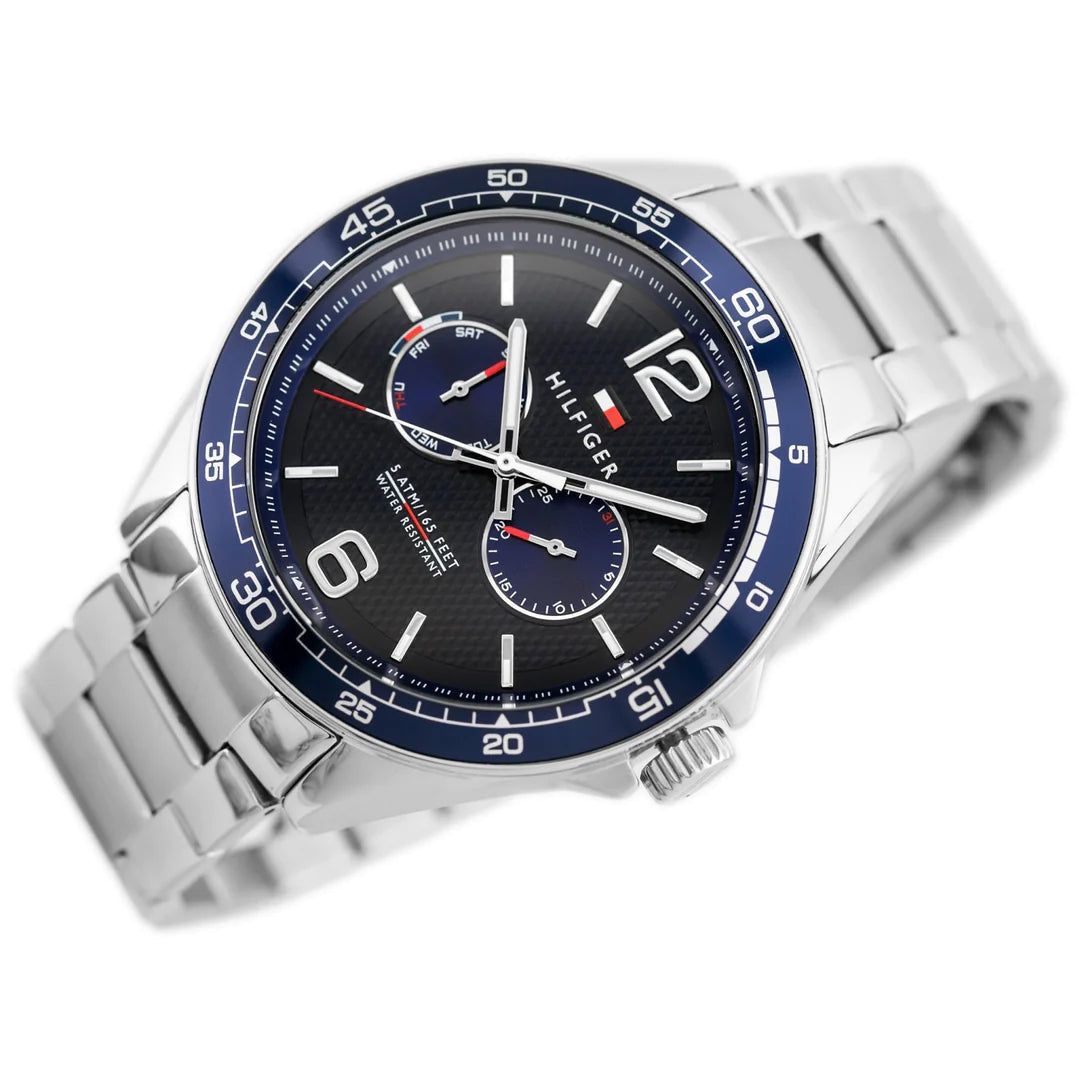  Shop Authentic Tommy Hilfiger Erik Chronograph Blue Dial Silver Steel Strap Watch for Men - 1791366 - Luxxuri