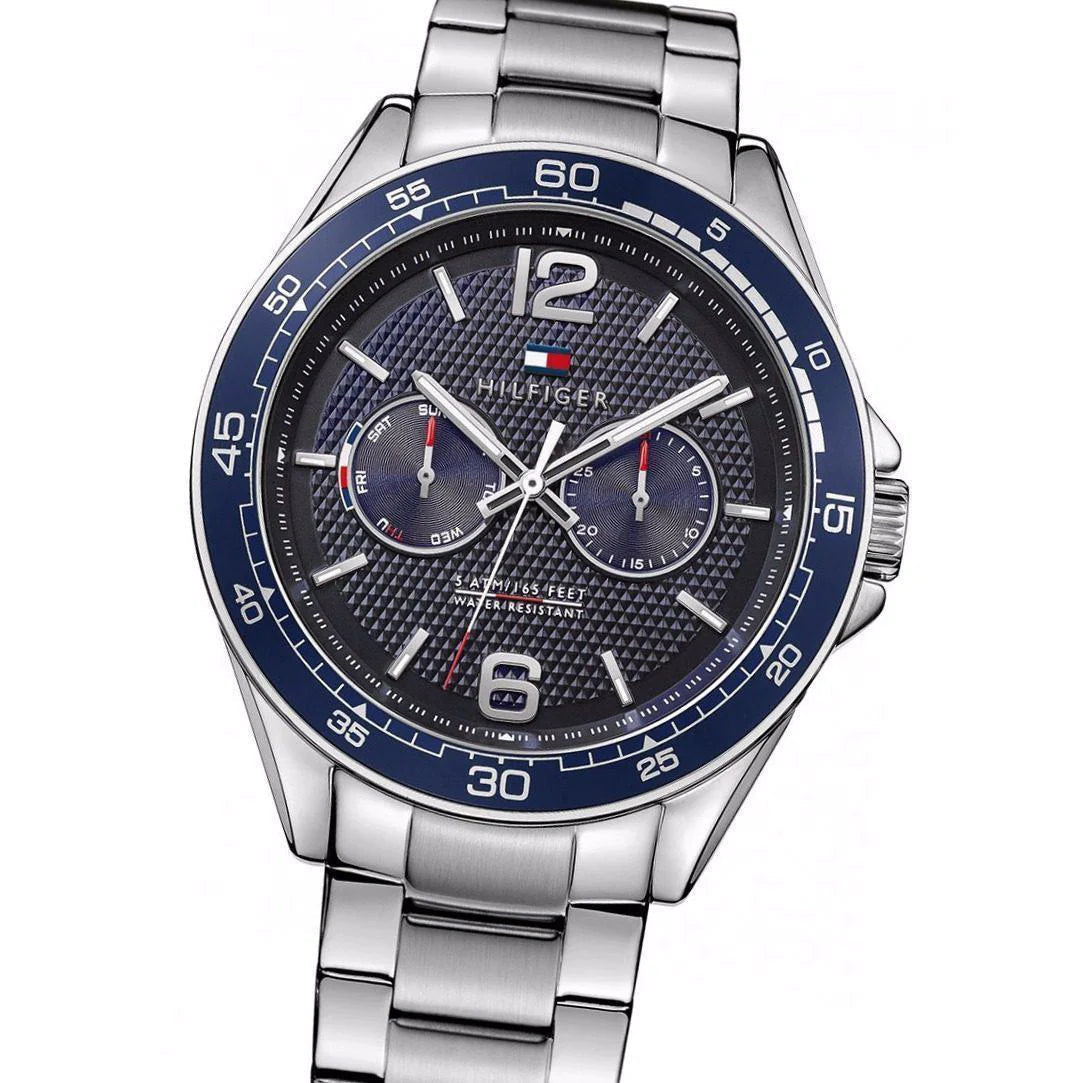  Shop Authentic Tommy Hilfiger Erik Chronograph Blue Dial Silver Steel Strap Watch for Men - 1791366 - Luxxuri