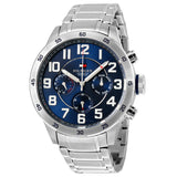  Shop Authentic Tommy Hilfiger Trent Chronograph Blue Dial Silver Steel Strap Watch for Men - 1791053 - Luxxuri