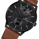  Shop Authentic Tommy Hilfiger Hunter Black Dial Brown Leather Strap Watch for Men - 1791604 - Luxxuri