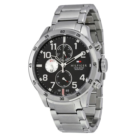  Shop Authentic Tommy Hilfiger Cool Sport Multifunction Black Dial Silver Steel Strap Watch for Men - 1791141 - Luxxuri
