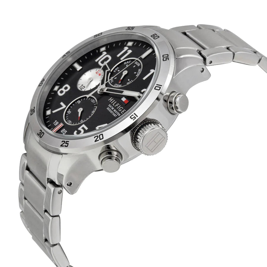  Shop Authentic Tommy Hilfiger Cool Sport Multifunction Black Dial Silver Steel Strap Watch for Men - 1791141 - Luxxuri