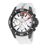  Shop Authentic Tommy Hilfiger Nolan Multi Function White Dial White Rubber Strap Watch for Men - 1791146 - Luxxuri