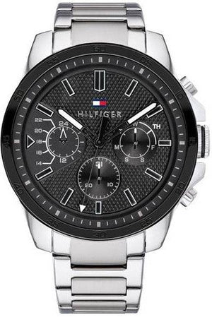  Shop Authentic Tommy Hilfiger Iconic Quartz Black Dial Silver Steel Strap Watch for Men - 1791564 - Luxxuri